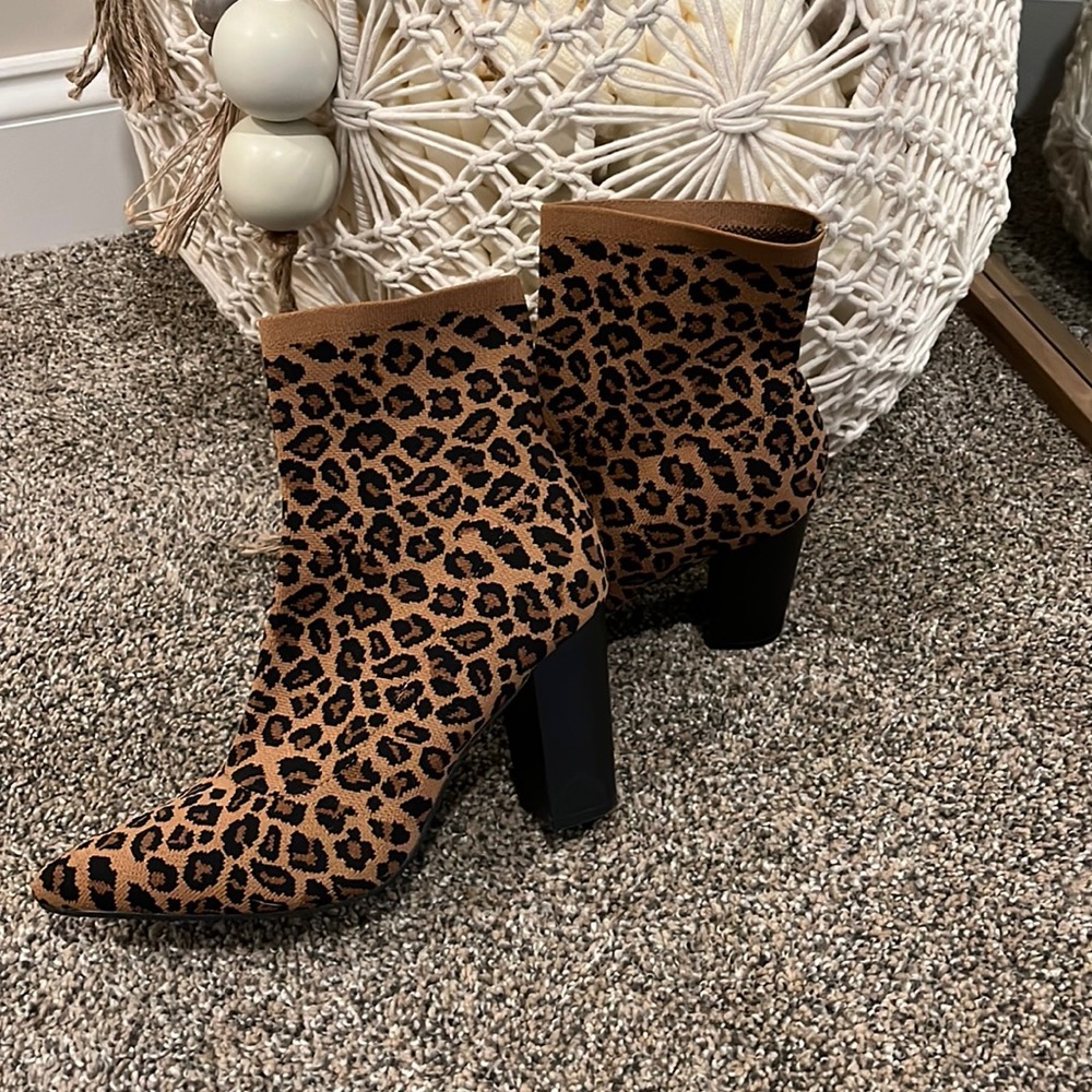 Mia Leopard print stretch heeled booties